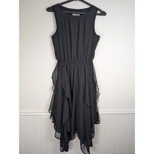 H&M Midi Dress Black Flowy Whimsigoth Fairy Festival Music Youth Size 13-14Y